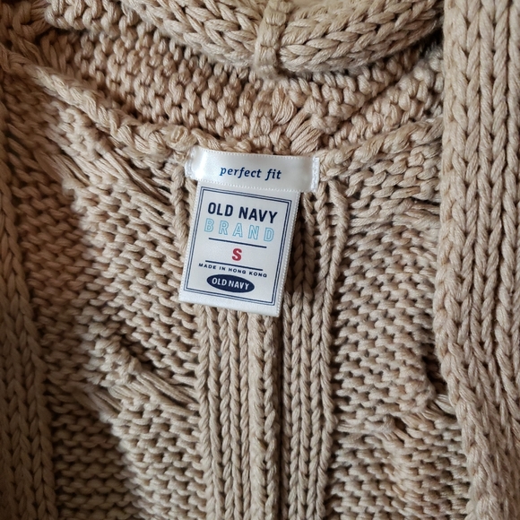 Y2k/ Early 2000s Old Navy Size S Tan Cable Knit Shrug Cardigan Casual Vintage - Picture 2 of 5